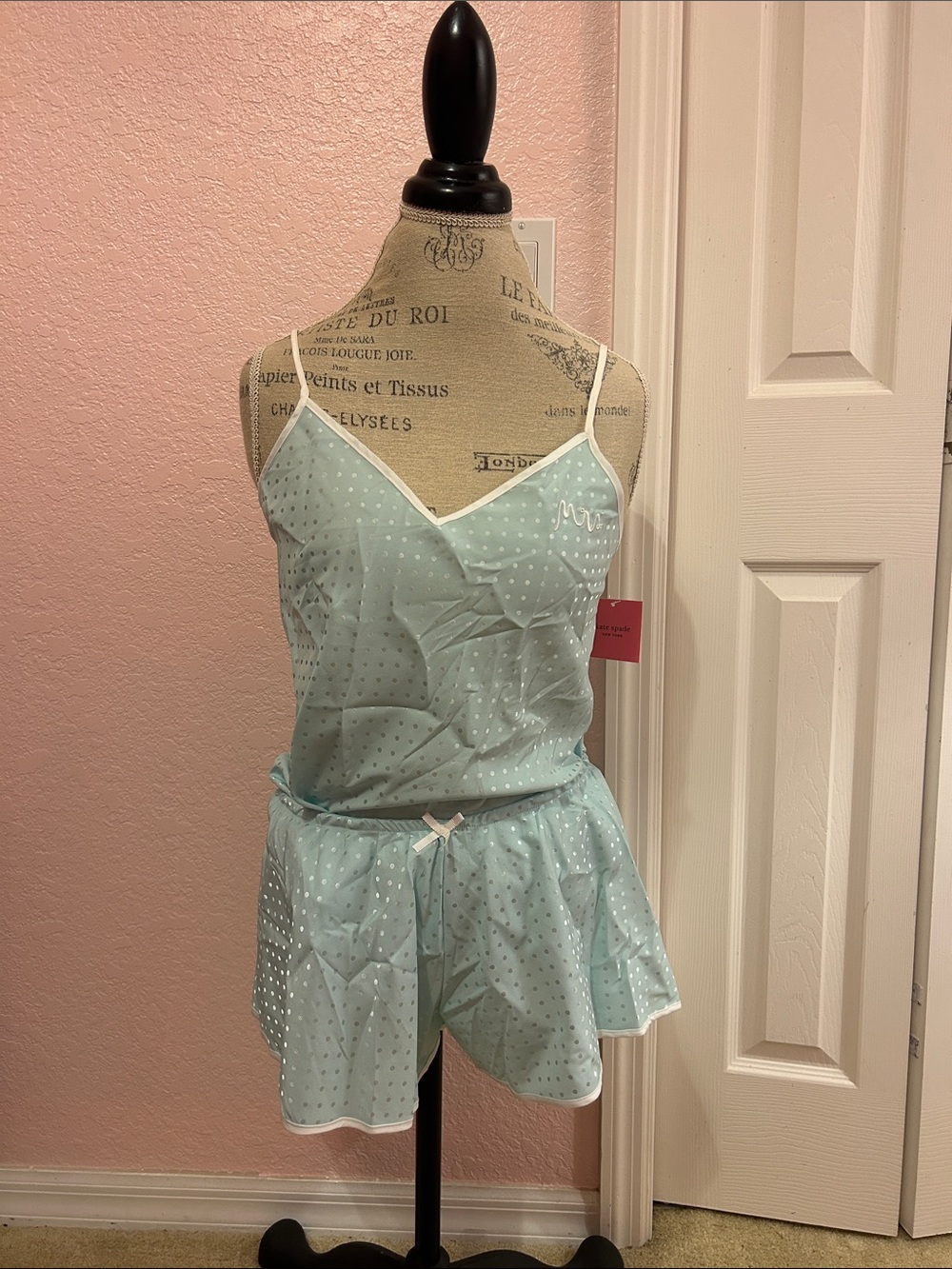 kate spade Light Blue Polka Dot Satin Cami & Shorts Set